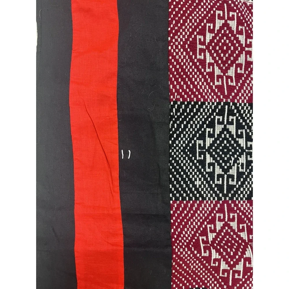 Handwoven Laotian‎ Textile Wall Hanging Black White Red Lao 60